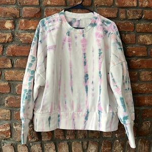 Old navy tie dye blue and pink crew neck sweatshirt